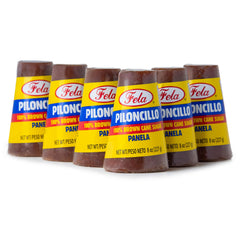 Fela Panela Piloncillo cone in six-pack, ideal for authentic caramel flavor in drinks and desserts.