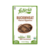 Felicia buckwheat mezzi rigatoni pack front, gluten-free whole grain pasta option for mindful meals.