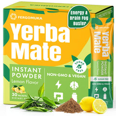 Fergomuka Yerba Mate 4000mg box showing 30 packets for clean energy and focus.