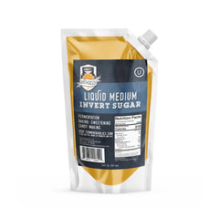 Fermentaholics liquid invert sugar syrup bottle pour demonstrates smooth texture for fermentation and even sweetness.