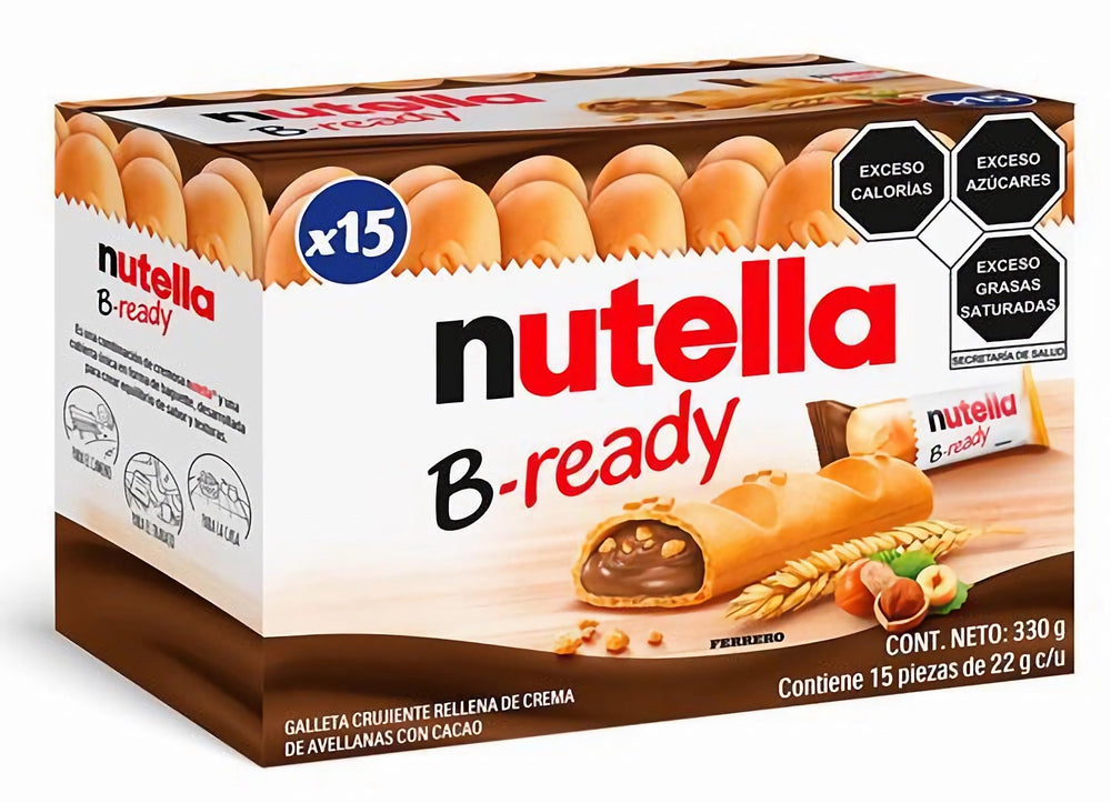Ferrero Nutella B-ready mini baguette wafer with creamy Nutella, perfect for quick breakfast.