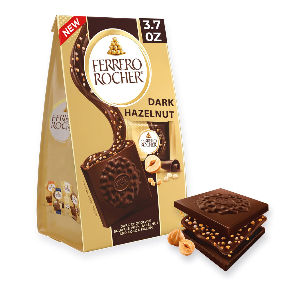 Ferrero Rocher dark hazelnut square, individually wrapped for sharing.