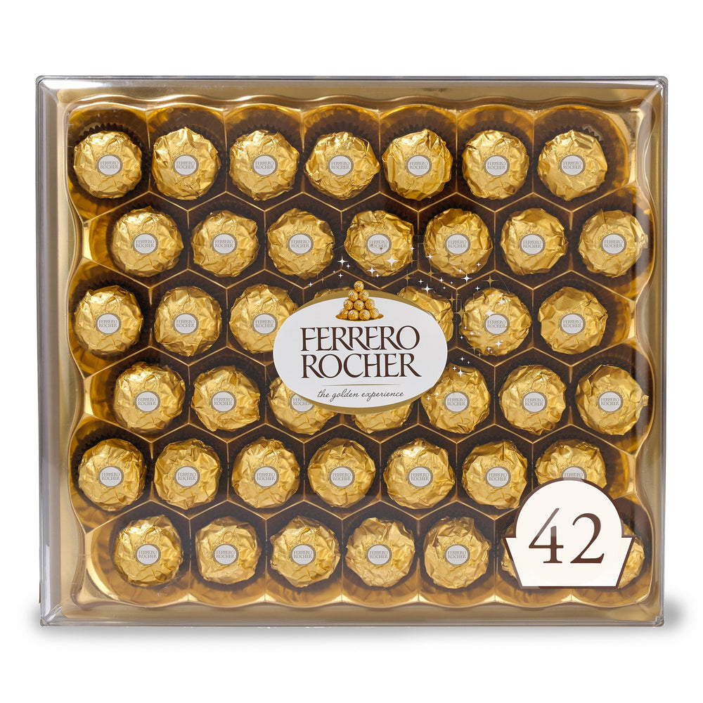 Ferrero Rocher gift box showcasing 42 chocolates in premium Easter packaging