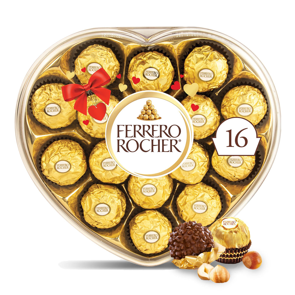 Ferrero Rocher heart gift box with 16 chocolates, ideal for Valentine’s Day gifting.