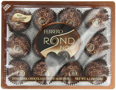 Ferrero Rondnoir almond chocolates in a 12-piece box, ideal for gifting.