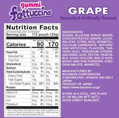 Sour powder dusting on grape strips adds a tangy bite.