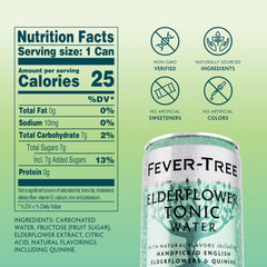Fever-Tree Elderflower Tonic Water can ready for mixing with gin or vodka
