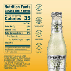 Fever-Tree Light Ginger Beer label close-up highlighting natural ingredients.