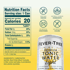 Fever-Tree Naturally Light can-pack display highlighting the low-calorie option for gatherings.
