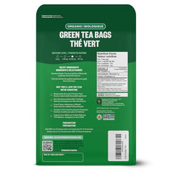 FGO green tea bags closeup highlighting premium bags for easy brewing.
