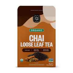 FGO Organic Chai Tea 16oz bulk bag ready for custom loose leaf brewing.