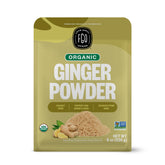 FGO Organic Ginger Powder 8oz bag front highlights premium organic spice for flavorful meals.