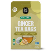 FGO Organic Ginger Tea bags in eco-friendly Abaca paper offering a caffeine-free brew.