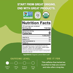 FGO Organic Lemon Balm Tea eco-conscious tea bags reduce waste.