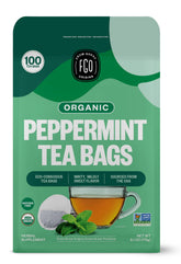 FGO Organic Peppermint Tea bags in eco-friendly packaging.