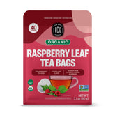 FGO Organic Red Raspberry Leaf Tea bags ready for infusion, caffeine-free herbal delight.