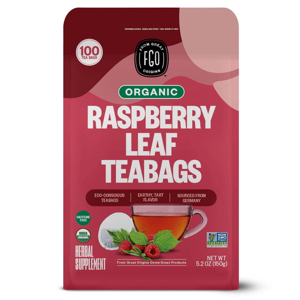 FGO red raspberry leaf tea bags in package preserving freshness for daily brewing