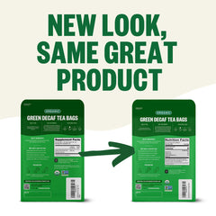 FGO Organic Green Decaf Tea steeping in a cup reveals delicate earthy aroma.