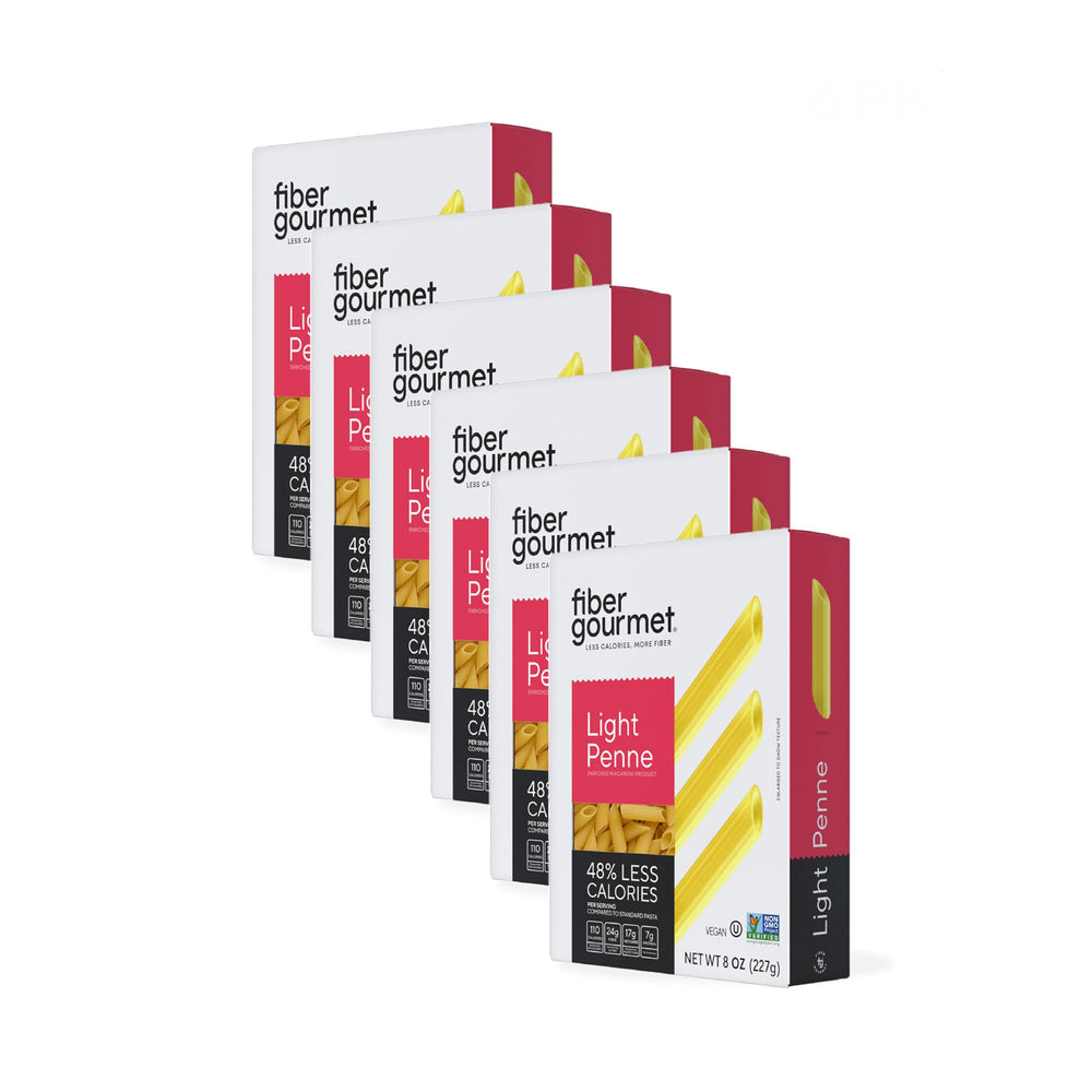 Fiber Gourmet Light Penne pack on a clean kitchen counter, high-fiber comfort at mealtime.