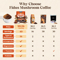 Fidus mushroom ingredients display featuring diverse mushrooms for balance