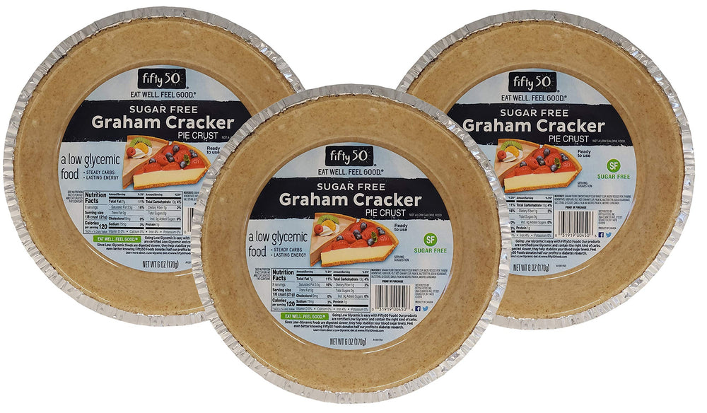 FIFTY 50 sugar-free graham cracker pie crust pack 3 for fruit fillings and light desserts.