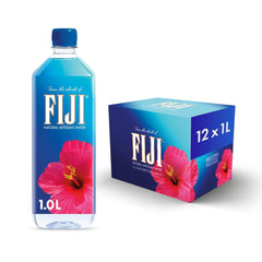 FIJI Artesian Water 12-pack bottles aligned for convenient at-home hydration.