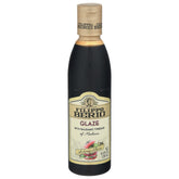 Filippo Berio glaze with balsamic Modena bottle pour for precise, tangy protein glaze