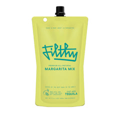 Filthy Food Margarita Mix pouch front, premium all-natural cocktail base for home bars.