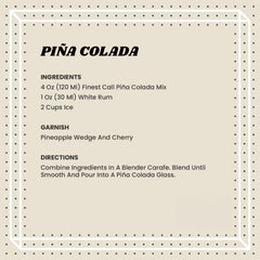 Finest Call Pina Colada hero shot highlights creamy texture and tropical aroma.