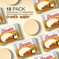 Fiorella wafers close-up showing crisp bite and white chocolate coating.
