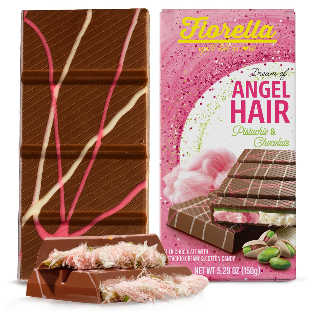 Fiorella Dubai Angel Hair Chocolate Bar packaging highlights premium gifting potential.