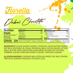 Fiorella Dubai chocolate bar knafeh kadayif shreds add crisp texture.