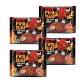 Fire Bull Ramen packaging with four pouches, ready-to-prepare kit for busy cooks