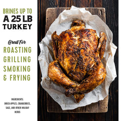 Fire & Flavor Apple Sage brine mix adds aromatic, balanced seasoning.