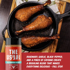 Fire & Smoke Society The Usual chicken seasoning bottle enhances poultry aroma