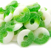 FirstChoiceCandy green apple gummy rings pack for convenient snacking.