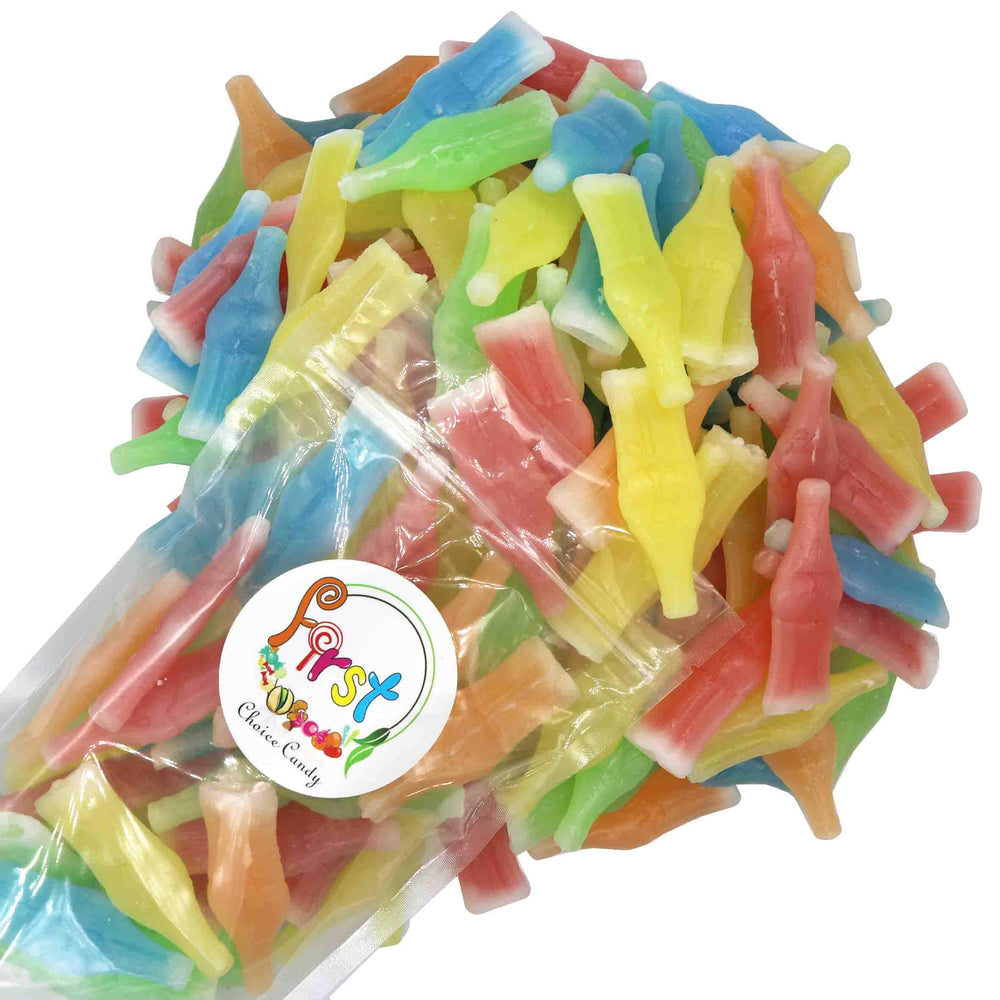 FirstChoiceCandy wax bottles close-up showing fruity liquid and bright colors for nostalgia