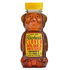 Fischer's Clover Honey bear bottle for kid-friendly breakfasts and quick sweetness.