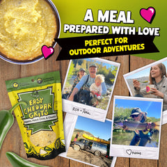 Cheddar melted into grits sizzling, bold taste opportunity