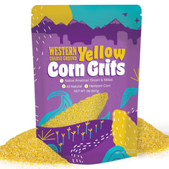 FISHSKI PROVISIONS Western heirloom yellow corn grits in a resealable bag for freshness.