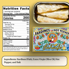 Fishwife Spicy Hot Trio sardines with hot pepper in olive oil ready to eat