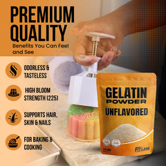 Fit Lane Gelatin Powder gels when cooled for clear desserts