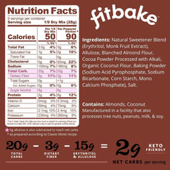 Pouring FitBake chocolate cake batter shows quick keto-friendly dessert