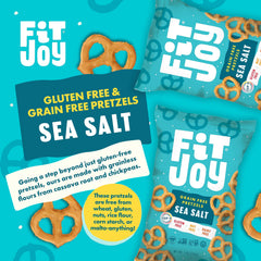 FitJoy sea salt pretzels vegan gluten-free ingredients label for allergen-friendly snacking.
