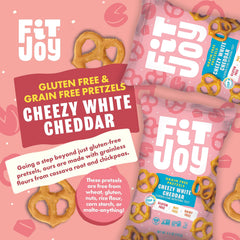 FitJoy White Cheddar Pretzels pack of 6 box for family snacks.