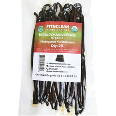 FITNCLEAN Exclusive Grade B Madagascar vanilla beans close-up, 4.5-5.5 inch pods for rich extract