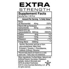Close-up of the 5-hour ENERGY Cherry label highlighting zero sugar and low calories
