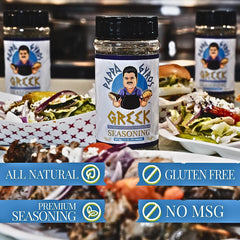 Grill-ready Pappa Gyros on a platter with lamb or souvlaki.