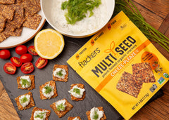 Flackers gluten-free vegan keto label closeup highlighting GFCO certification for mindful snacking.