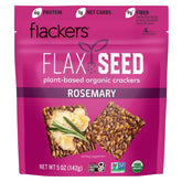 Flackers Organic Rosemary Flaxseed Crackers in pack, gluten-free and high in fiber